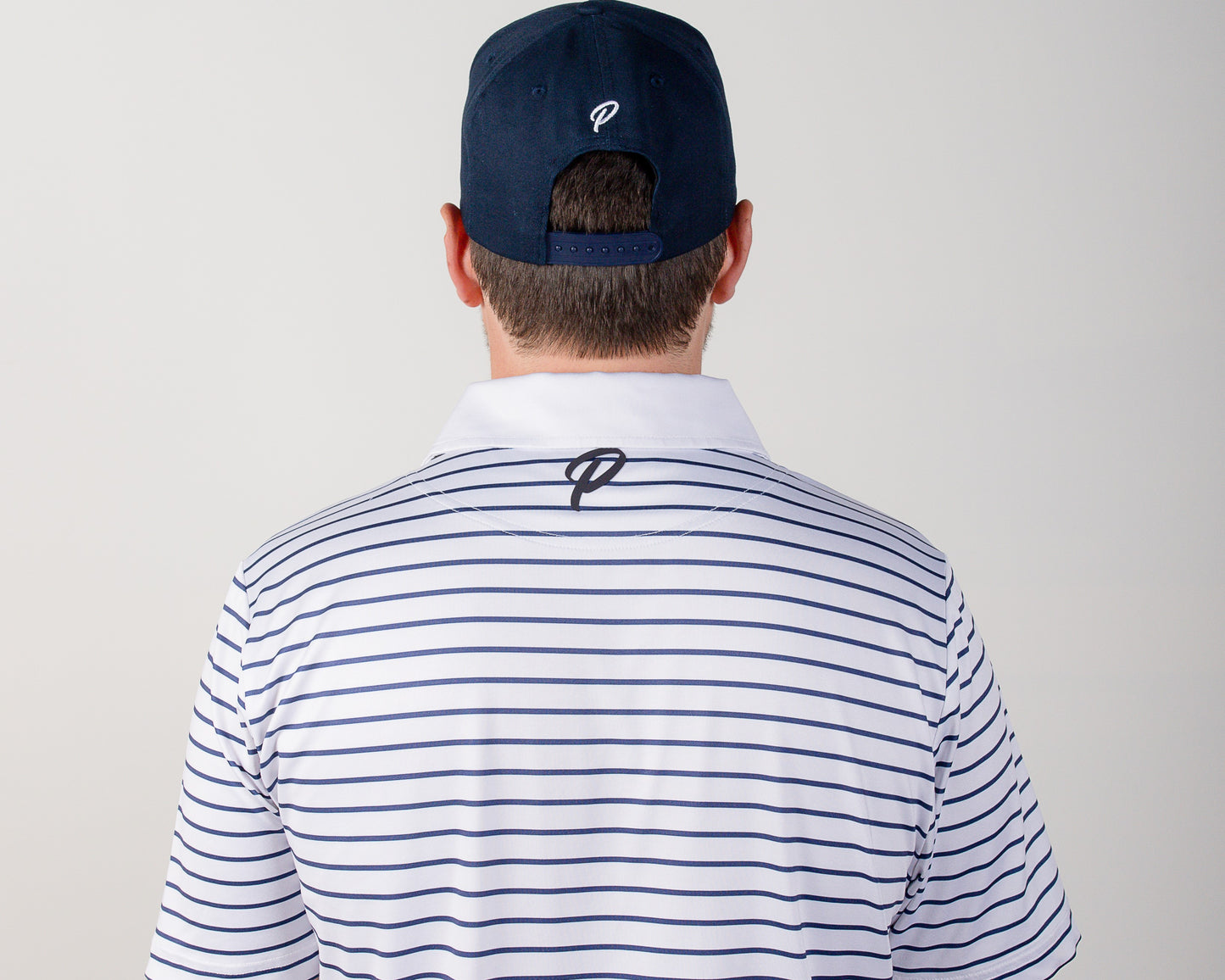 Pally White Polo with Navy Stripes