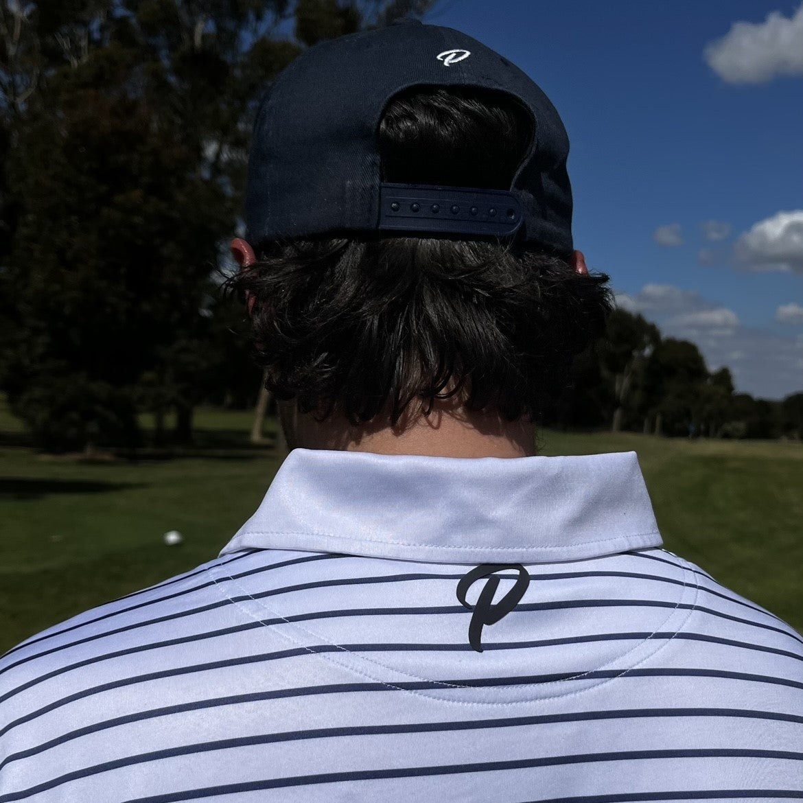 Pally White Polo with Navy Stripes