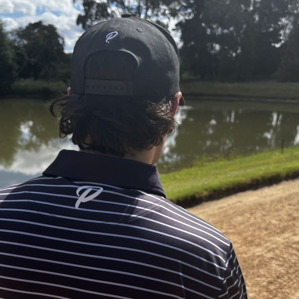 Pally Black Polo with Grey Stripes